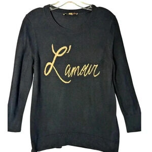 LOFT Black Sweater with Gold Script